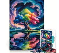 Puzzle da 1000 pezzi "Rainbow Tree Reflection in Water" per ragazzi, ideale per migliorare la memoria, per un relax informale e per esporre opere d'arte dai tagli netti (38x52cm)