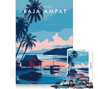 Puzzle da 1000 pezzi Raja Ampat Indonesia per adolescenti,stimolante per la memoria,per un momento di relax e tranquillità Taglio netto, (50x75cm)