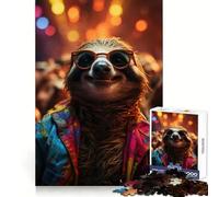 Puzzle da 1000 pezzi "Raver Party Sloth" per adolescenti, ideale per migliorare la memoria, per un relax informale e per esporre opere d'arte di alta qualità (50x75cm)