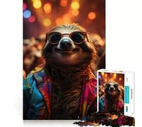 Puzzle da 1000 pezzi "Raver Party Sloth" per adulti, gioco di logica e concentrazione, ideale per momenti di relax, con incastri precisi, regalo di Natale (38x26cm)