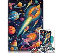 Puzzle da 1000 pezzi "Razzo e volo spaziale" per adulti e ragazzi, aiuta il cervello a esercitare i giocattoli avvincenti per coltivare la pazienza, ottimo regalo, 50x75cm