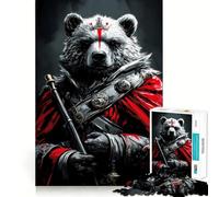 Puzzle da 1000 pezzi "Re Orso Rosso" per adolescenti, gioco per esercitare la mente, design rilassante, assemblaggio, regalo prezioso (38x52cm)