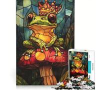 Puzzle da 1000 pezzi "Re Rana in Vetro Colorato" gioco rompicapo regalo di compleanno con pezzi di forma casuale completamente ad incastro 50x75cm