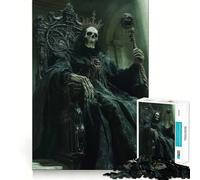 Puzzle da 1000 pezzi "Re scheletrico sul trono" per ragazzi, gioco di abilità mentale, design accogliente e rilassante, regalo pensato per il tempo libero 50x75cm