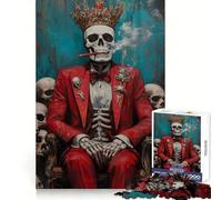 Puzzle da 1000 pezzi "Re Scheletro in Abito Rosso" per Adulti, Regalo, Gioco di Logica Fine, Tempo Libero, Bordo Preciso, Regalo Delizioso 38x26cm