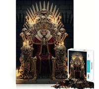 Puzzle da 1000 pezzi "Re Scheletro sul Trono di Ossa" per adolescenti, ideale per chi desidera un'esperienza rilassante e stimolare la mente Opera d'arte nitida e da collezione 38x26cm