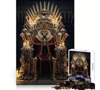 Puzzle da 1000 pezzi "Re Scheletro sul Trono di Ossa" per adolescenti, ideale per chi desidera un'esperienza rilassante e stimolare la mente Opera d'arte nitida e da collezione 38x26cm