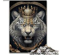 Puzzle da 1000 pezzi "Re Tigre" dorato in stile Art Déco per adulti, 1000 pezzi, regalo perfetto per compleanni, Natale, Halloween, Ringraziamento, Pasqua (dimensioni 50x75cm)