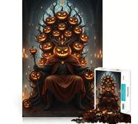 Puzzle da 1000 pezzi "Re Zucca sul Trono" per adulti, ideale come regalo, per migliorare la memoria e il rilassamento mentale Taglio di alta qualità Una piacevole sorpresa (50x75cm)