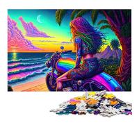 Puzzle da 1000 pezzi "Rebel Ride by The Ocean" per adulti puzzle di carta ottimo regalo per Natale (dimensioni 38x26 cm)