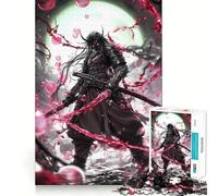 Puzzle da 1000 pezzi "Red Energy Japanese Samurai" per adolescenti, gioco di puzzle per allenare la mente, gioco di gruppo, arte da assemblare, regalo classico (38x26cm)