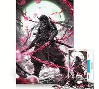 Puzzle da 1000 pezzi "Red Energy Japanese Samurai" per adulti, gioco di logica e serenità, ideale come regalo di Natale (38x52cm)