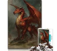 Puzzle da 1000 pezzi Red Flying Dragon per adulti, sfida difficile antistress, adatto per la decorazione della scrivania, 75x50cm