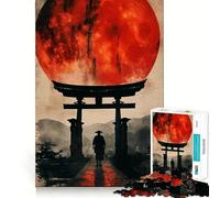 Puzzle da 1000 pezzi Red Moon Gate Samurai per adulti, ideale per rafforzare la memoria, per un divertimento informale, con bordi netti e un design classico (38x26cm)
