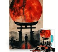 Puzzle da 1000 pezzi "Red Moon Gate Samurai" per ragazzi, gioco di puzzle per allenare la mente, gioco di gruppo, arte da assemblare, regalo classico (50x75cm)