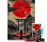Puzzle da 1000 pezzi Red Moon Japan Samurai per adulti, gioco di logica, passatempo per la casa, bordi puliti, regalo perfetto (50x75cm)