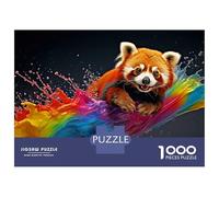 Puzzle Da 1000 Pezzi Red Panda in Rainbow Splash Puzzle Per Adulti Gioco Pratico Sfida Difficile Interazione Genitore-figlio 38x26cm/1000pcs