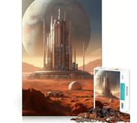 Puzzle da 1000 pezzi "Red Planet Mars Cityscape" per adulti, gioco di logica fine, per il tempo libero, con bordi definiti, oggetto da collezione (50x75cm)