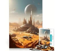 Puzzle da 1000 pezzi "Red Planet Mars Cityscape" per ragazzi, gioco di puzzle stimolante per il relax, ritaglio chiaro, regalo per le festività (38x52cm)