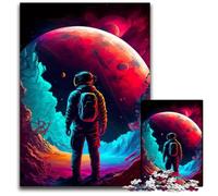 Puzzle da 1000 pezzi, regalo di astronauta al neon nello spazio, puzzle di cartone, rompicapo impegnativo, giocattolo rilassante per adolescenti, 26X38CM/10,23x14,96 pollici.
