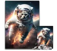 Puzzle da 1000 pezzi, regalo di un gatto astronauta nello spazio, puzzle di cartone, rompicapo impegnativo, giocattolo rilassante per adolescenti, 26X38CM/10,23x14,96 pollici.