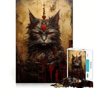 Puzzle da 1000 pezzi "Regina dei Gatti Vintage - Dio per Adolescenti" - Memoria, Rilassamento, Design, Assemblaggio, Decorazione da Parete 38x52cm