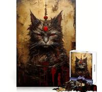 Puzzle da 1000 pezzi "Regina dei Gatti Vintage - Dio per Adolescenti" - Memoria, Rilassamento, Design, Assemblaggio, Decorazione da Parete 38x52cm