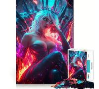 Puzzle da 1000 pezzi "Regina del Fuoco e del Ghiaccio" per adulti, sfida mentale, antistress, decorazione murale con ritagli trasparenti (38x52cm)