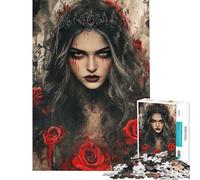 Puzzle da 1000 pezzi Regina Oscura con Rose Gioco antistress per adulti migliora la memoria ideale come regalo per tutta la famiglia (Dimensioni 38x26cm)