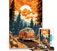 Puzzle da 1000 pezzi "Retro VW Bus Mountain Ride" per adolescenti, gioco di logica stimolante, momento di serenità, bordi chiari, regalo creativo (38x52cm)
