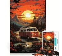 Puzzle da 1000 pezzi "Retro VW Bus Mountain Ride" per adulti, gioco di logica, svago, bordi netti, oggetto da collezione (38x52cm)