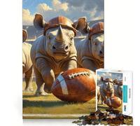 Puzzle da 1000 pezzi "Rhino Calves Old School Football" per ragazzi, ideale per stimolare la memoria e creare un'atmosfera serena, con taglio premium, perfetto come regalo di compleanno (38x26cm)