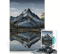 Puzzle da 1000 pezzi "Riflesso di montagna con dettagli dorati" per ragazzi, gioco di intelletto, momento di condivisione, taglio di qualità, regalo memorabile (38x52cm)