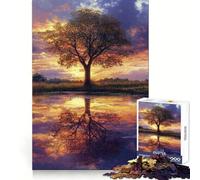 Puzzle da 1000 pezzi "Riflesso di un albero al tramonto" per adolescenti, stimolante per la mente, ideale per il tempo libero, taglio di alta qualità, regalo perfetto (38x52cm)