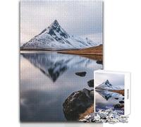 Puzzle da 1000 pezzi - Riflesso di una montagna innevata in un lago calmo Divertimento per il tempo libero, precisione, senza cuciture, dimensioni del giocattolo: 50x75cm