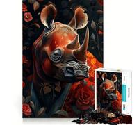 Puzzle da 1000 pezzi "Rinoceronte, il mio simpatico amico" per ragazzi, ideale per migliorare la memoria, per un divertimento rilassante e per un gioco con bordi precisi e alla moda (50x75cm)