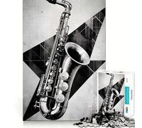 Puzzle da 1000 pezzi "Ritmi musicali retrò" per adolescenti, gioco di logica, divertimento in famiglia, bordi trasparenti, una piacevole sorpresa (38x26cm)