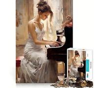 Puzzle da 1000 pezzi "Ritmo di pianoforte" ad acquerello per adulti e ragazzi, gioco di logica solido, divertente e silenzioso, taglio di precisione, Babbo Natale, scegli il tuo desiderio (38x26cm)