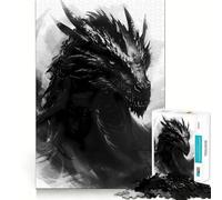 Puzzle da 1000 pezzi "Ritratto del Drago Nero di Tairn" Gioco di precisione,stimola la logica,ideale per il tempo libero e come regalo di compleanno 38x52cm