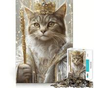 Puzzle da 1000 pezzi "Ritratto del Re Gatto" per adulti e ragazzi, gioco di logica, per la casa, divertimento, taglio di qualità, regalo classico (38x52cm)