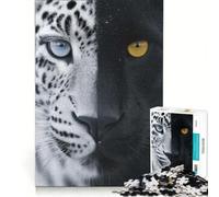Puzzle da 1000 pezzi "Ritratto della dualità leopardo-pantera" gioco impossibile taglio di precisione con pezzi di forma casuale completamente ad incastro 38x52cm