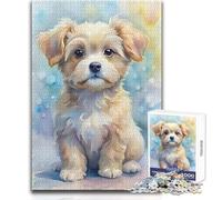 Puzzle da 1000 pezzi - Ritratto di cucciolo ad acquerello, divertente, divertente, per il tempo libero, stretto, senza cuciture, di precisione, dimensioni del giocattolo: 38x52cm