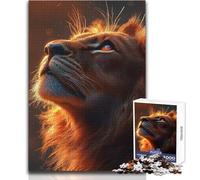 Puzzle da 1000 pezzi Ritratto di leone con sguardo ardente Sfida difficile Gioco impossibile Adatto dai 14 anni in su (dimensioni 50x75cm)