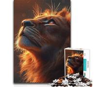Puzzle da 1000 pezzi Ritratto di leone con sguardo ardente Un'opera d'arte Regalo per bambini dai 14 anni in su 50x75cm