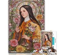 Puzzle da 1000 pezzi "Ritratto di Maria Madre", difficile da completare ma divertente e umoristico, con poster abbinato e foglio di quiz, 38x26cm