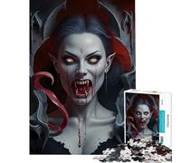 Puzzle da 1000 pezzi - Ritratto di vampiro con sangue e zanne - Giocattolo educativo per l'apprendimento - Gioco stimolante - Idee regalo (Dimensioni 50x75cm)