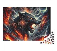 Puzzle da 1000 pezzi "Rituale del Lupo Mitico" VFire Lupo Fulmine Arte per Adulti Gioco Educativo Decorazione per la Casa Difficile Stimolante Regalo di Compleanno 70x50cm/1000pcs