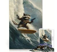 Puzzle da 1000 pezzi "Rocket Raccoon Surfing" per ragazzi, gioco intelligente di gruppo, immagine da assemblare, decorazione da parete (50x75cm)