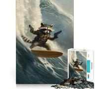Puzzle da 1000 pezzi "Rocket Raccoon Surfing" per ragazzi, gioco intelligente di gruppo, immagine da assemblare, decorazione da parete (50x75cm)