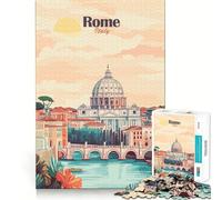 Puzzle da 1000 pezzi Roma Italia Poster di viaggio Incastro preciso Gioco Allenamento concentrazione Divertimento Relax Tempo libero Regalo di Natale (38x26cm)